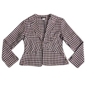 Y2K‎ A List By Wrapper Blazer Jacket Juniors 13/14 Pink Houndstooth Plaid Tweed